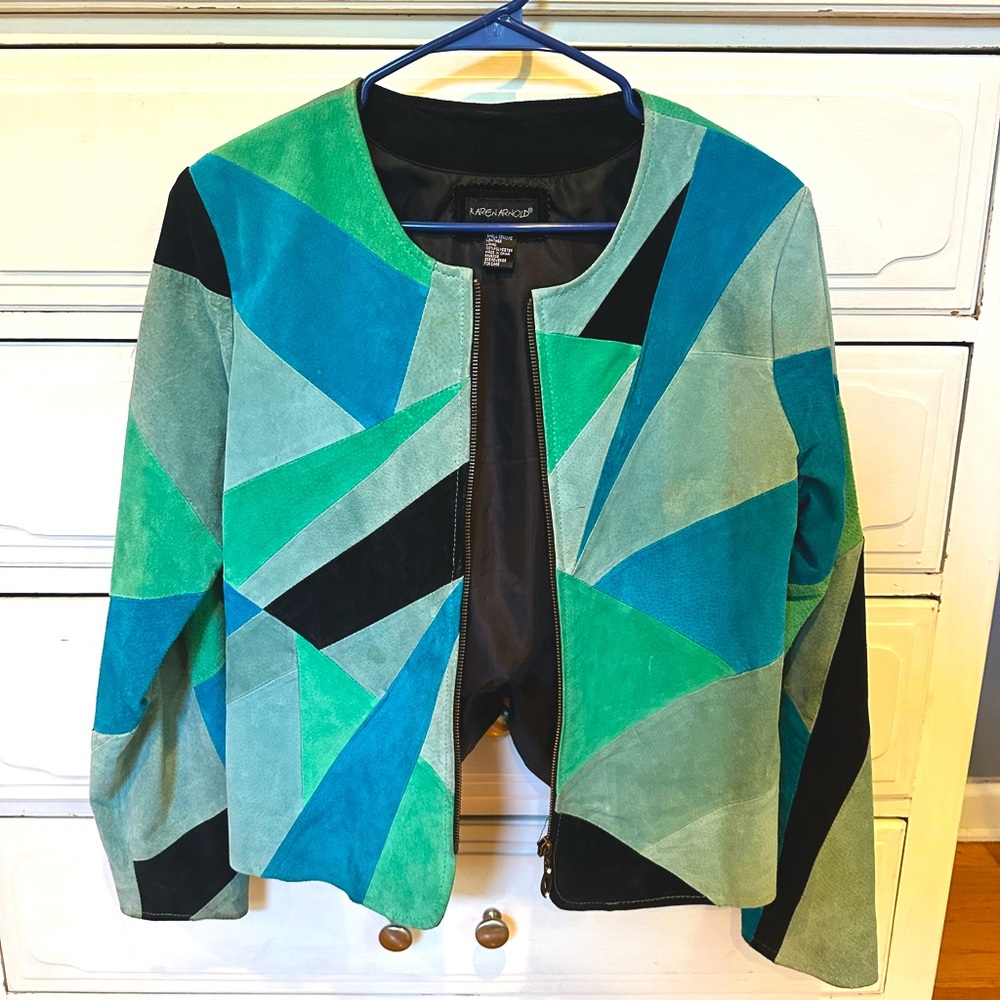 RETRO LEATHER COLORBLOCK JACKET